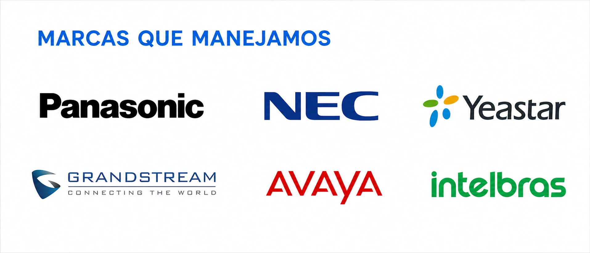 Marcas Panasonic NEC Yeastar Grandstream Avaya Intelbras